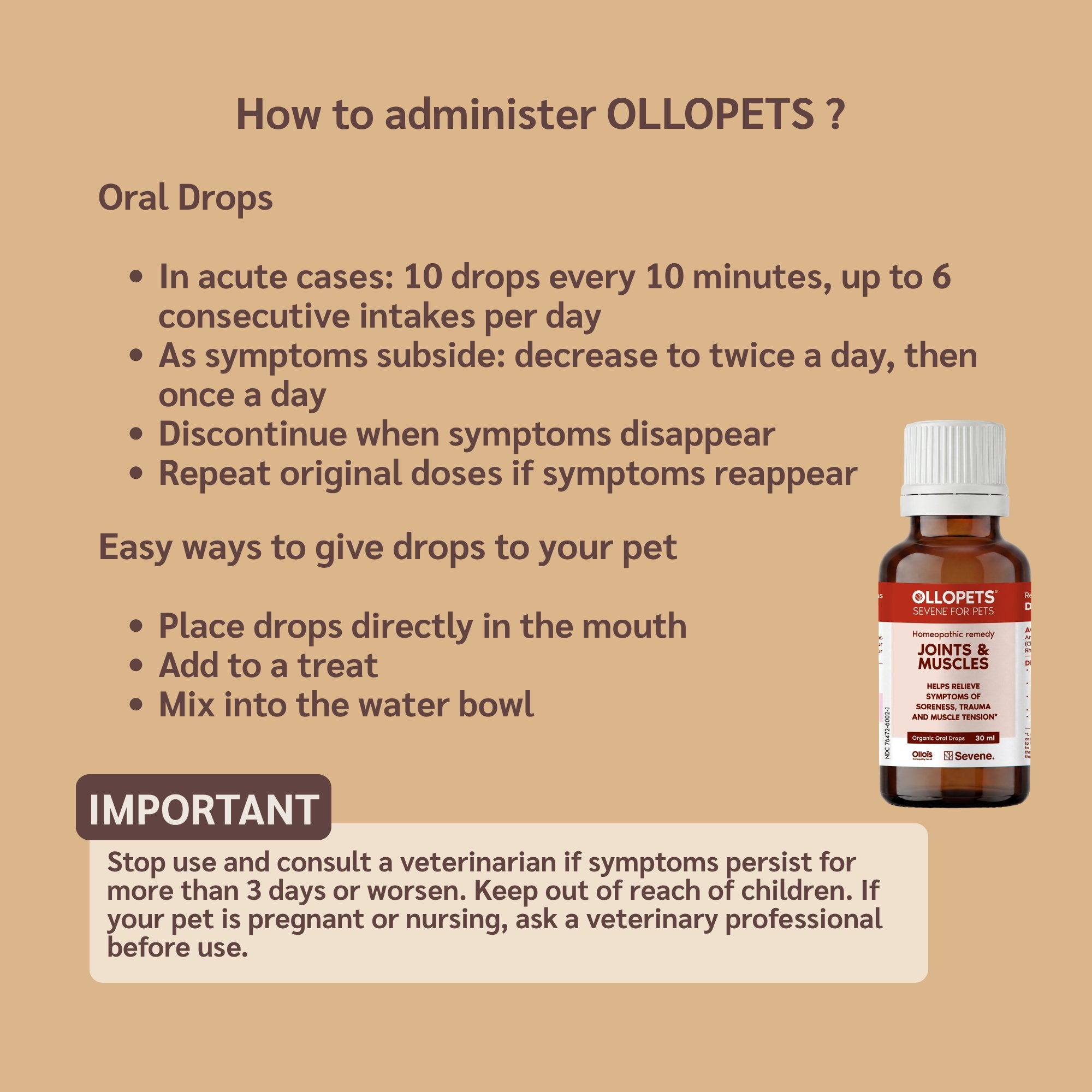 Ollopets Joint & Muscle Support for Dogs & Cats — how to administer