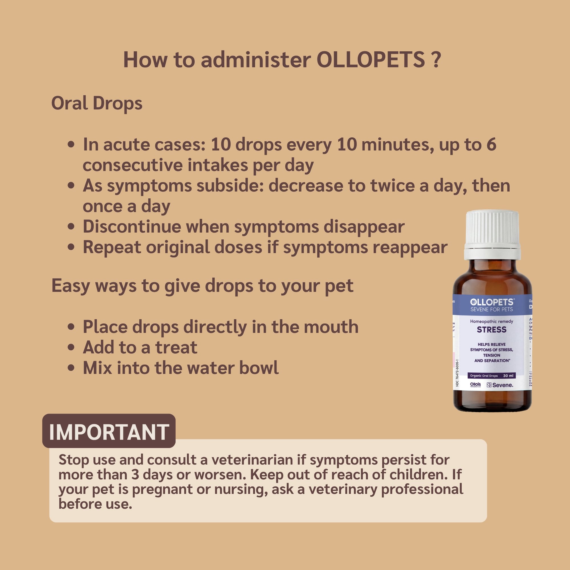 Ollopets Calming Drops for Dogs & Cats — how to administer