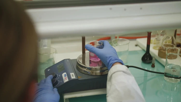 A technician preparing a formula in our own laboratory in the Cévennes, in the South of France